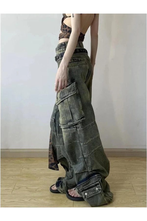 Grunge Oversized Cargo Pants - Y2K Fashion, 2000s Outfits, McBling Style