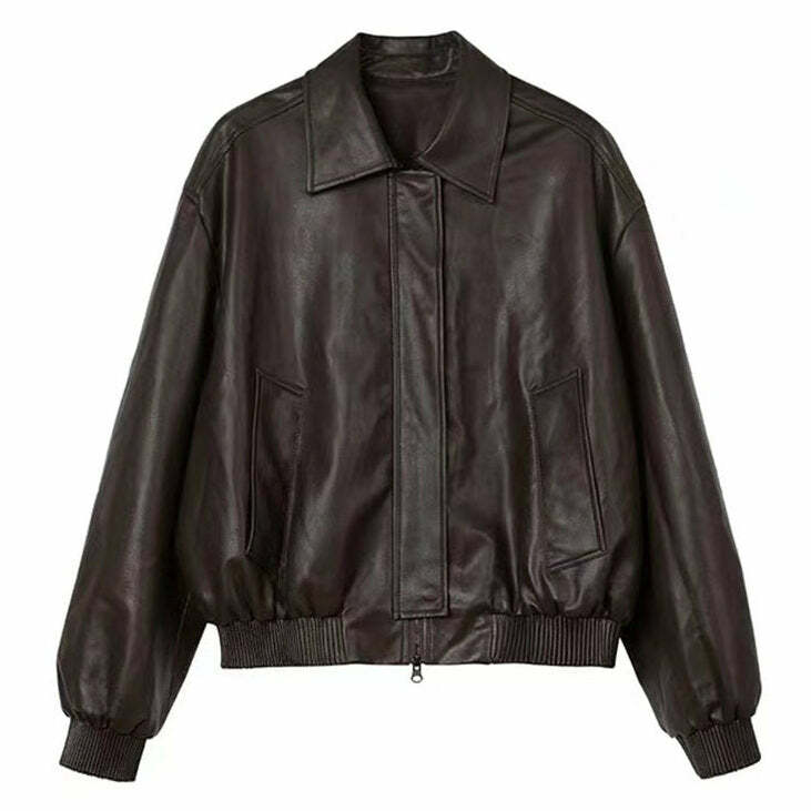 Grunge Sleaze Leather Bomber Jacket: Perfect for Concerts & Casual Outfits