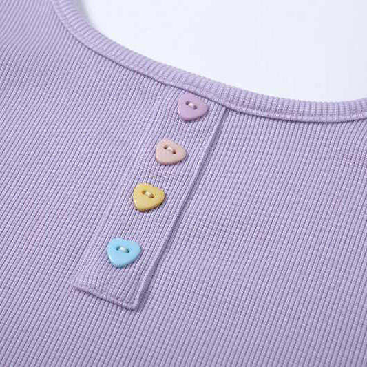 Heart Button Ribbed Top: Perfect for Casual Outfits & Date Night Looks