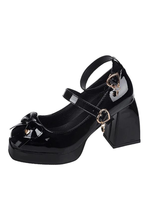 Heart Charm Patent Platform Heels: Perfect for Concerts & Date Nights