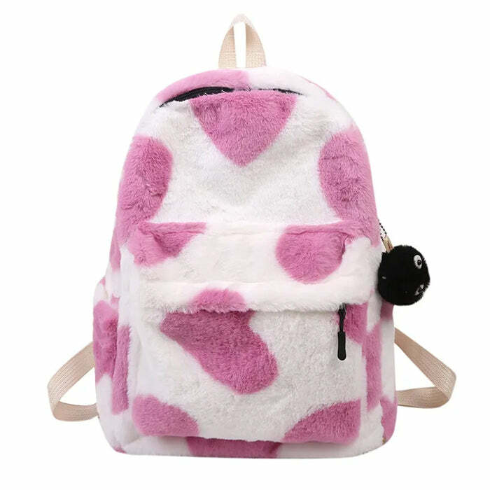 Heart Crush Fuzzy Backpack: Perfect for Concerts, Casual Outfits