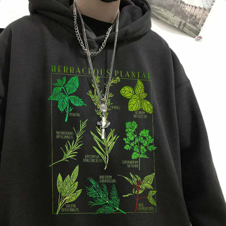 Herbaceous Plantae Hoodie - Cute 2000s Outfits & Y2K Fashion Inspiration