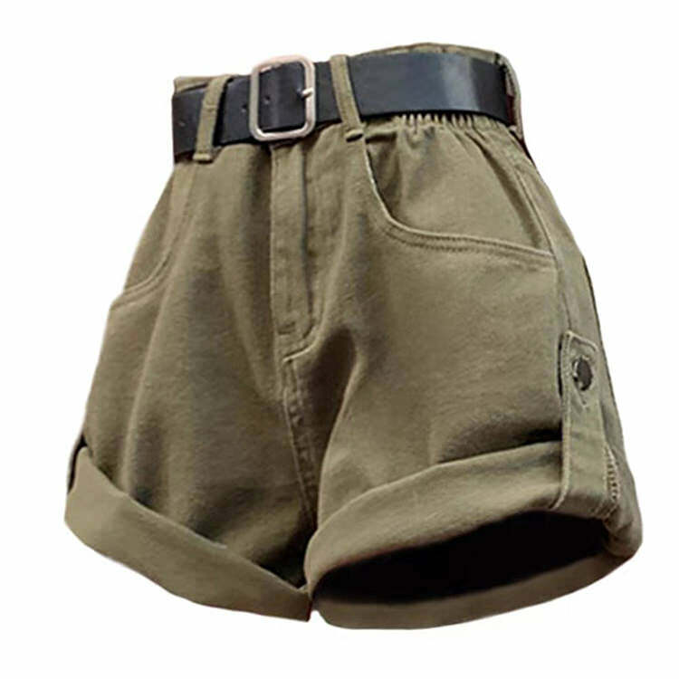 High-Waisted Khaki Shorts - Cute 2000s Outfits & Y2K Fashion Inspiration