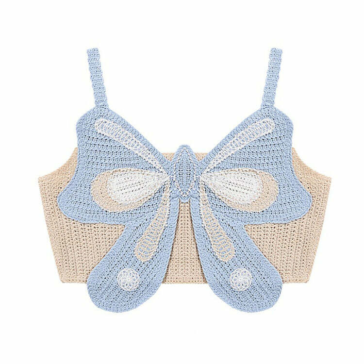 Indie Aesthetic Butterfly Crochet Top | Cute 2000s Outfits & Y2K Fashion