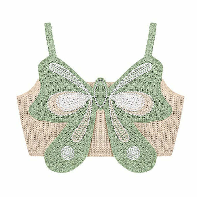 Indie Aesthetic Butterfly Crochet Top | Cute 2000s Outfits & Y2K Fashion