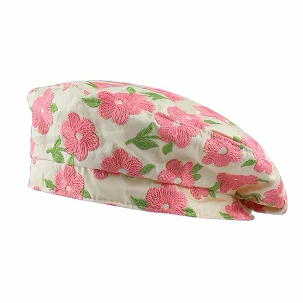 Indie Kid Floral Embroidery Beret Hat for Trendy Spring Outfits