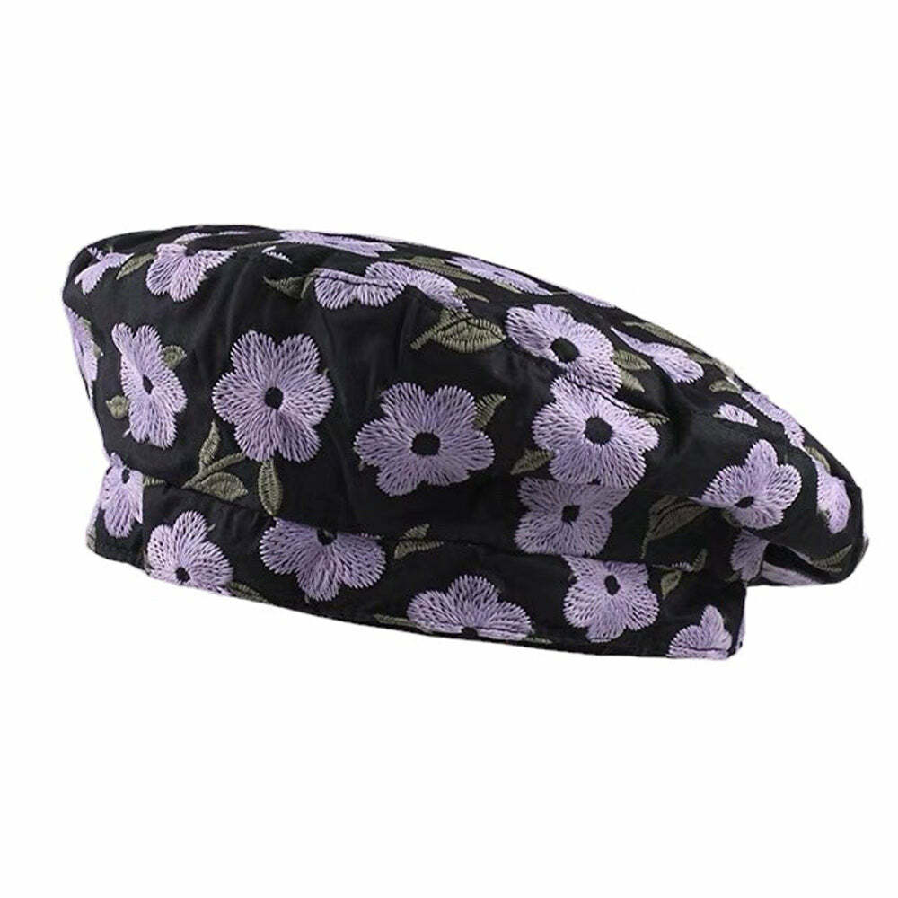 Indie Kid Floral Embroidery Beret Hat for Trendy Spring Outfits