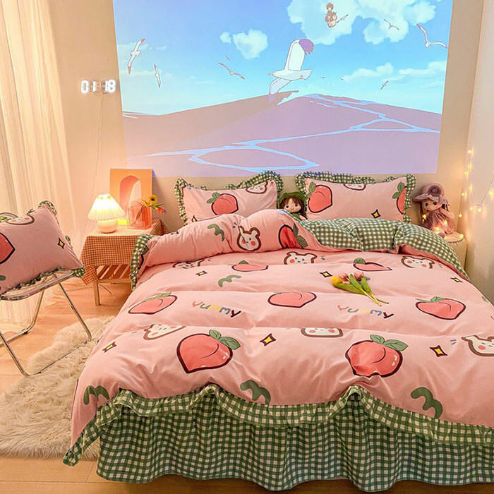 Kawaii Peach Bedding Set: Dreamy Outfit Ideas for Cozy Spring Vibes 🍑