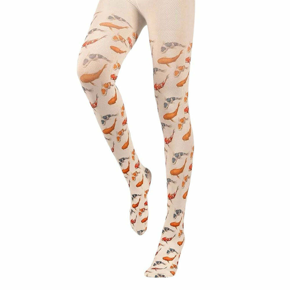 Koi Fish Print Aesthetic Tights for Trendy Outfits and Fashion Ideas