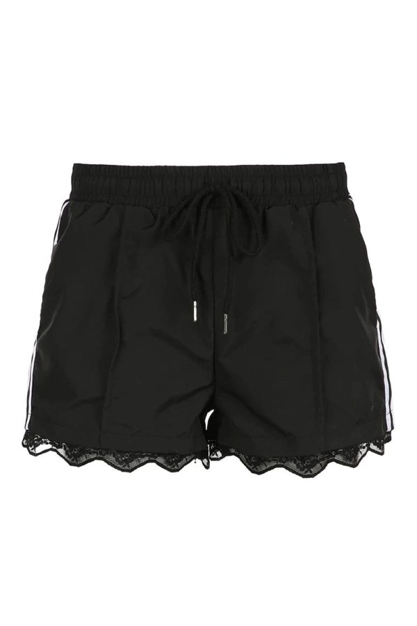 Lace-Trim Sporty Drawstring Shorts: Perfect for Casual Outfits & Spring Fits