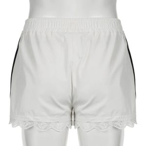 Lace-Trim Sporty Drawstring Shorts: Perfect for Casual Outfits & Spring Fits