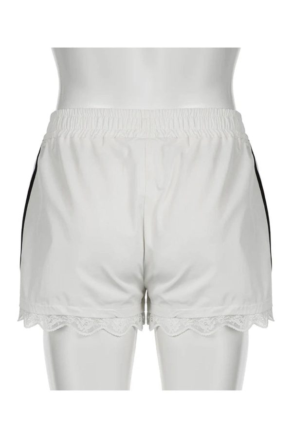 Lace-Trim Sporty Drawstring Shorts: Perfect for Casual Outfits & Spring Fits