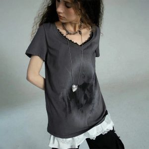 Layered Gothic Lace Trim T-Shirt: Chic Outfit Ideas for Every Occasion