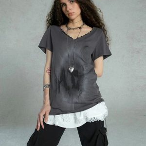 Layered Gothic Lace Trim T-Shirt: Chic Outfit Ideas for Every Occasion