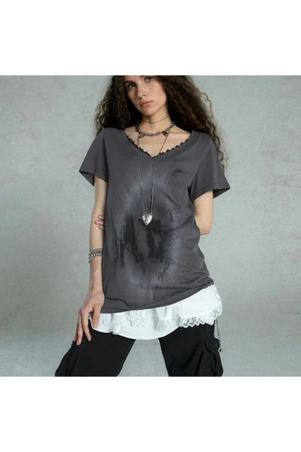 Layered Gothic Lace Trim T-Shirt: Chic Outfit Ideas for Every Occasion