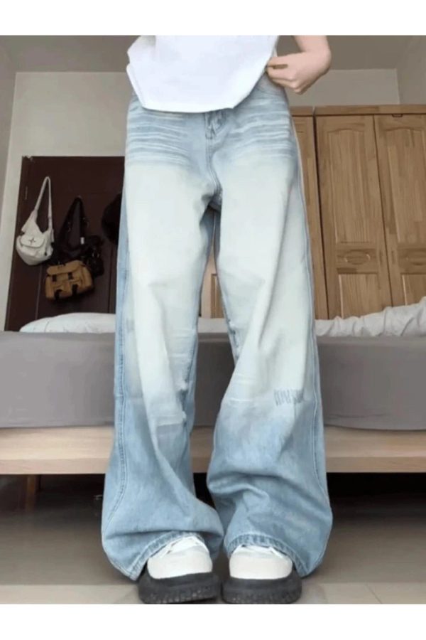 Light Wash Oversized Baggy Jeans: Perfect for Casual Outfits & Y2K Style