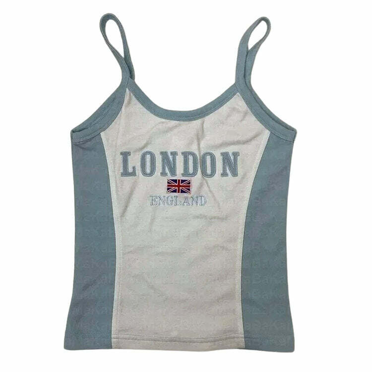 London Embroidery Y2K Tank Top - Cute 2000s Outfits & Vintage Fashion