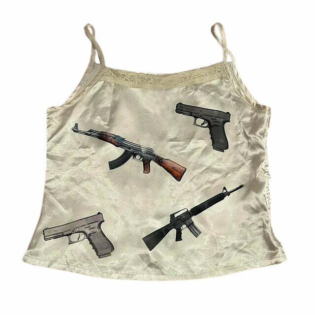 Love Roulette Gun Tank Top in White | Y2K Cute 2000s Outfit Fashion