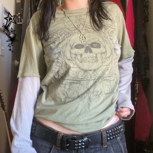 Loyalty Gothic Cross Layered T-Shirt - Y2K Fashion, 2000s Outfit Inspiration