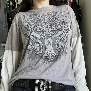 Loyalty Gothic Cross Layered T-Shirt - Y2K Fashion, 2000s Outfit Inspiration