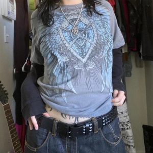 Loyalty Gothic Cross Layered T-Shirt - Y2K Fashion, 2000s Outfit Inspiration