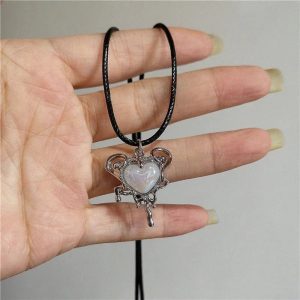 Lunar Glow & Angel Heart Necklace: Perfect for Concerts & Date Nights