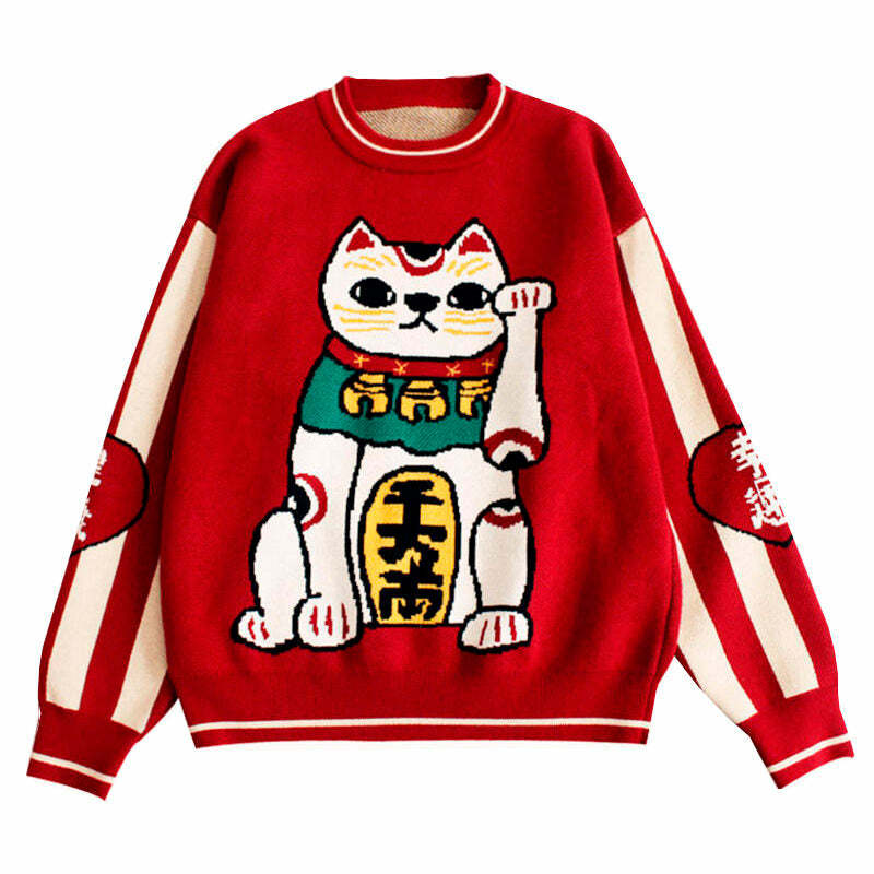 Maneki Neko Sweater: Cute Outfit Ideas for Spring, Concerts & Casual Days