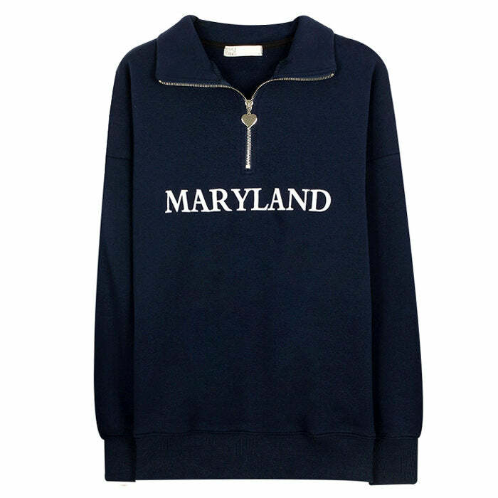 Maryland Zip Up Sweatshirt - Y2K Fashion, Cute 2000s Outfits, McBling Style