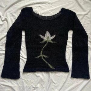 Midnight Bloom Knit Sweater: Perfect for Spring Outfits & Concert Outfit Ideas