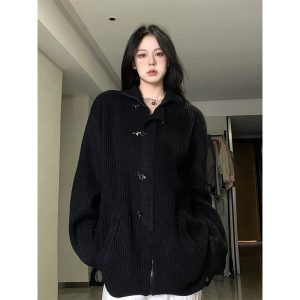 Midnight Buckle Oversized Cardigan: Perfect for Spring Outfits & Concerts