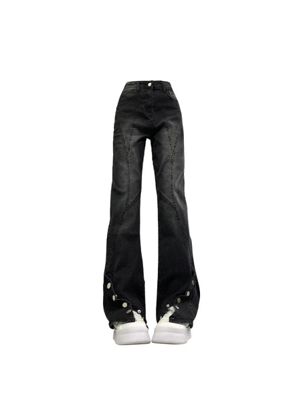 Midnight Flare Snap Jeans: Perfect for Concerts, Casual Outfits