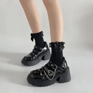 Midnight Heart Chain Platform Shoes for Stunning Outfits & Concert Looks