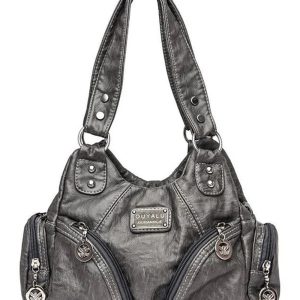 Midnight Zipper Accent Shoulder Bag: Perfect for Concerts & Casual Outfits