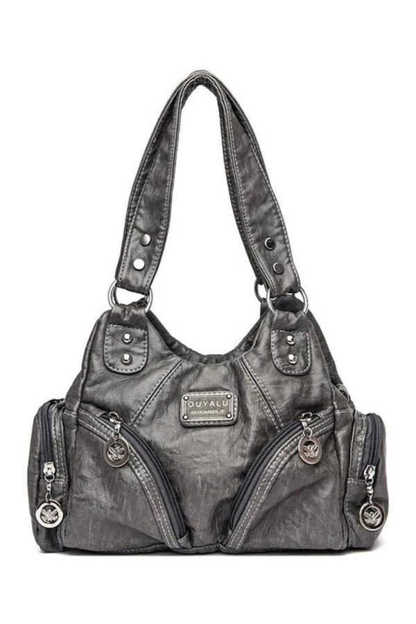 Midnight Zipper Accent Shoulder Bag: Perfect for Concerts & Casual Outfits