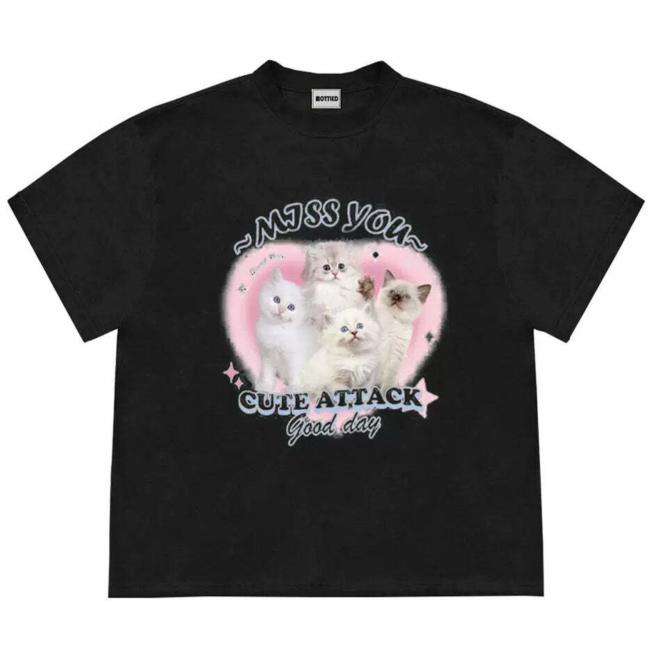 Miss You Cat Attack T-Shirt | Cute 2000s Outfits & Y2K Fashion Inspiration