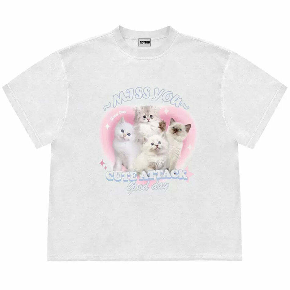 Miss You Cat Attack T-Shirt | Cute 2000s Outfits & Y2K Fashion Inspiration