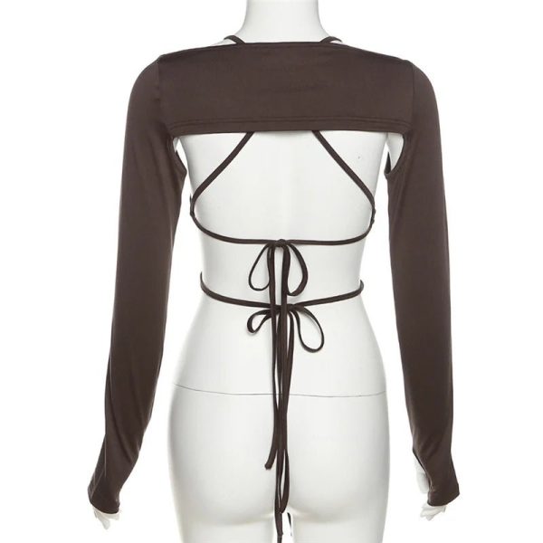 Mocha Ruched Tie-Up Top: Perfect for Spring Outfits & Date Night Looks