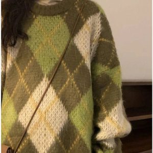 Mossy Plaid Oversized Sweater: Perfect for Spring Outfits & Casual Looks