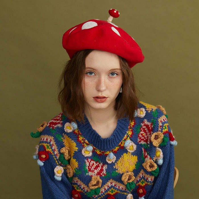 Mushroom Beret Hat - Cute 2000s Outfits, Y2K Fashion Inspiration, Mcbling Style