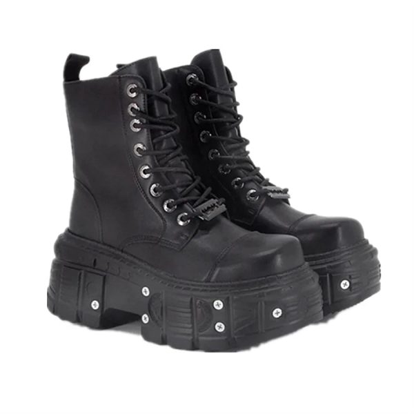 Neo-Punk Platform Combat Boots: Perfect for Concerts, Casual Outfits