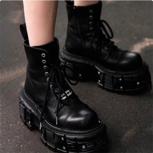 Neo-Punk Platform Combat Boots: Perfect for Concerts, Casual Outfits