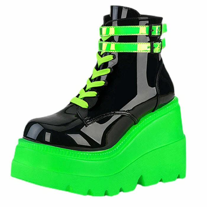 Neon Tornado Platform Boots: Perfect for Concerts, Y2K Outfits