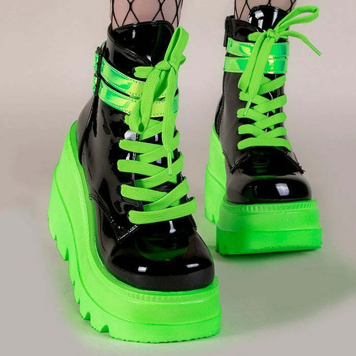 Neon Tornado Platform Boots: Perfect for Concerts, Y2K Outfits