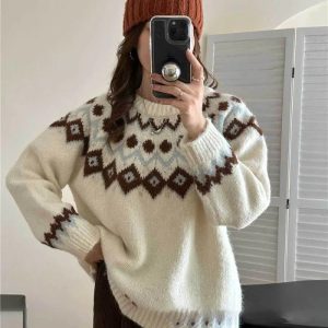 Nordic Charm Knit Sweater: Perfect for Spring Outfits & Casual Looks