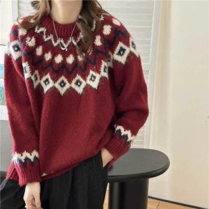 Nordic Charm Knit Sweater: Perfect for Spring Outfits & Casual Looks