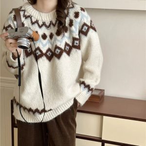 Nordic Charm Knit Sweater: Perfect for Spring Outfits & Casual Looks