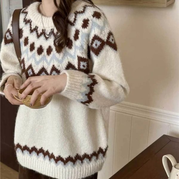 Nordic Charm Knit Sweater: Perfect for Spring Outfits & Casual Looks