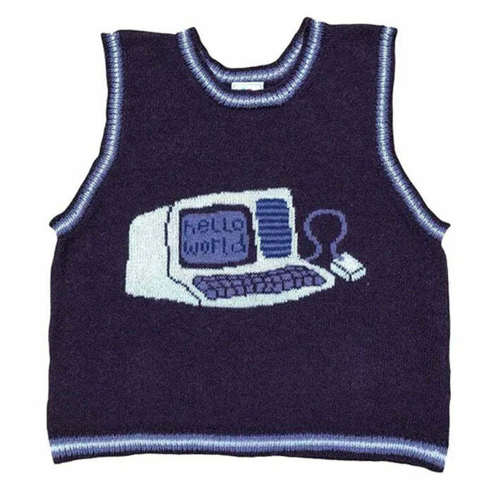 Nostalgic Games Knit Vest - Cute 2000s Outfits & Y2K Fashion Inspiration