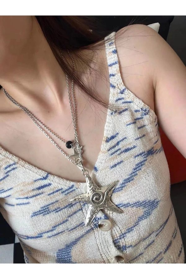 Ocean Spiral Star Pendant Necklace - Perfect for Concerts & Casual Outfits