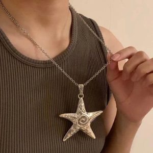 Ocean Spiral Star Pendant Necklace - Perfect for Concerts & Casual Outfits